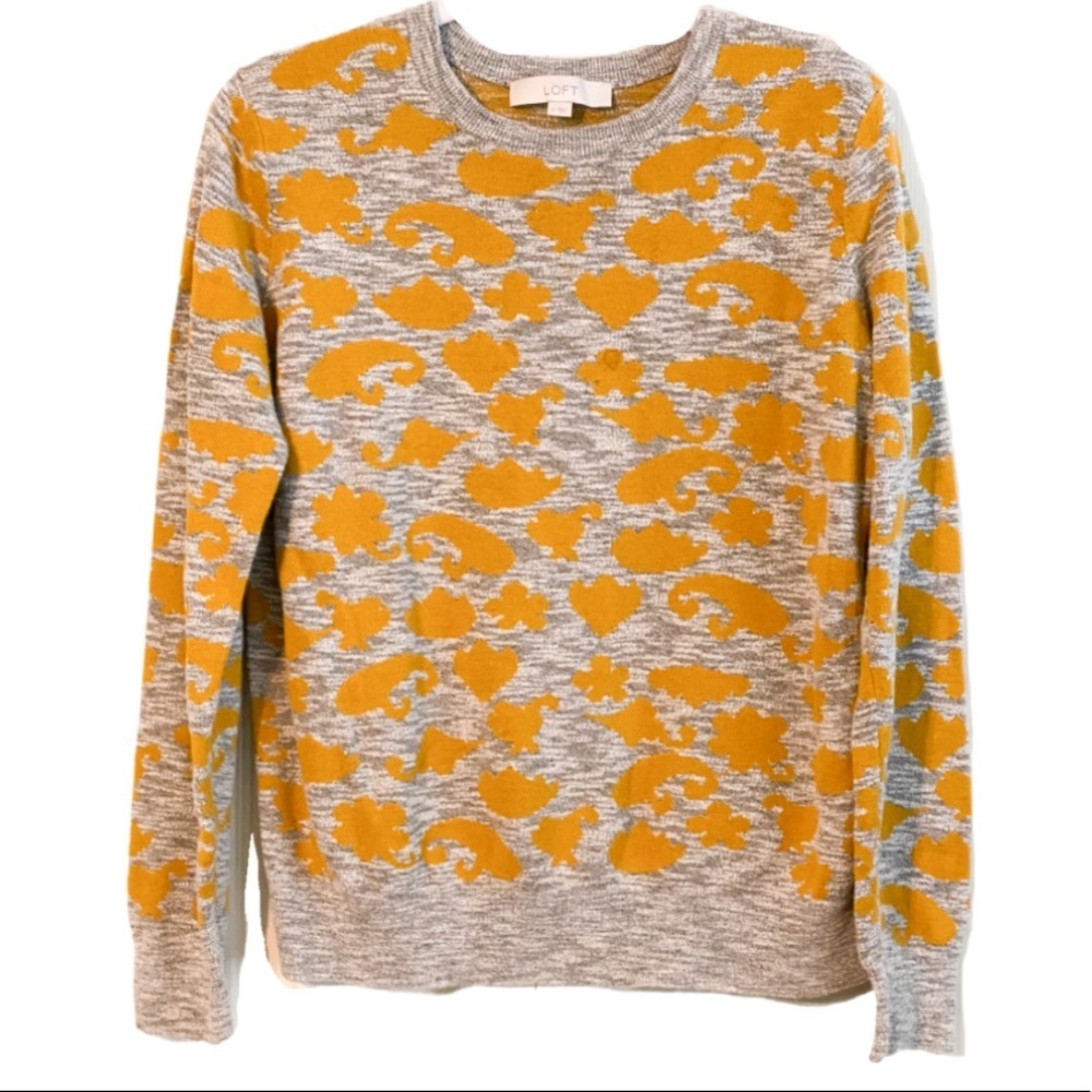 Loft space dye contrast print pullover sweater m - Picture 2 of 6